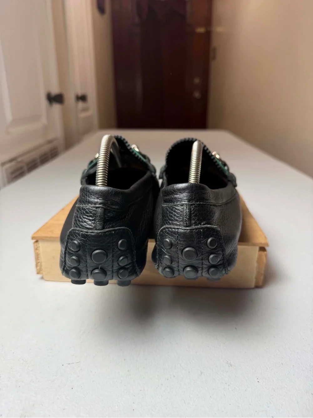 500 By Gucci Black Leather Horsebit Web Detail Driver Loafers Sz 9 G / US 10